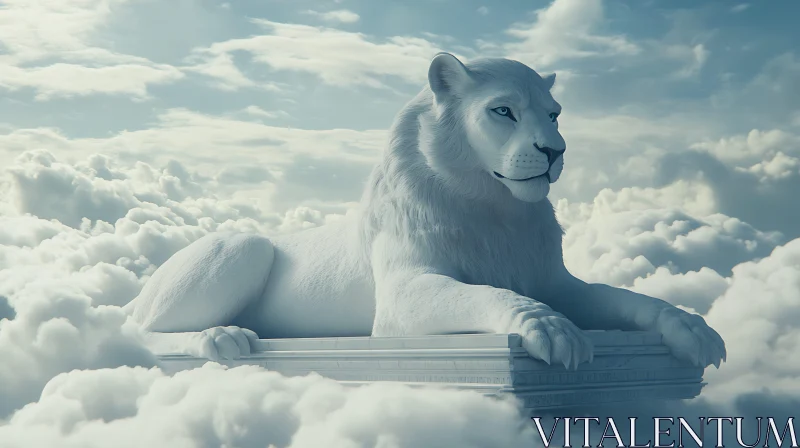 White Lion Above the Clouds AI Image