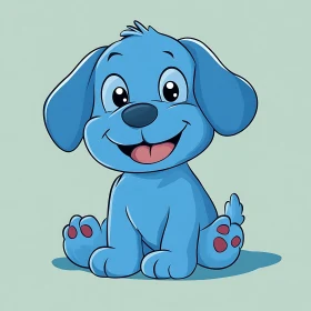 Happy Blue Cartoon Dog Artwork