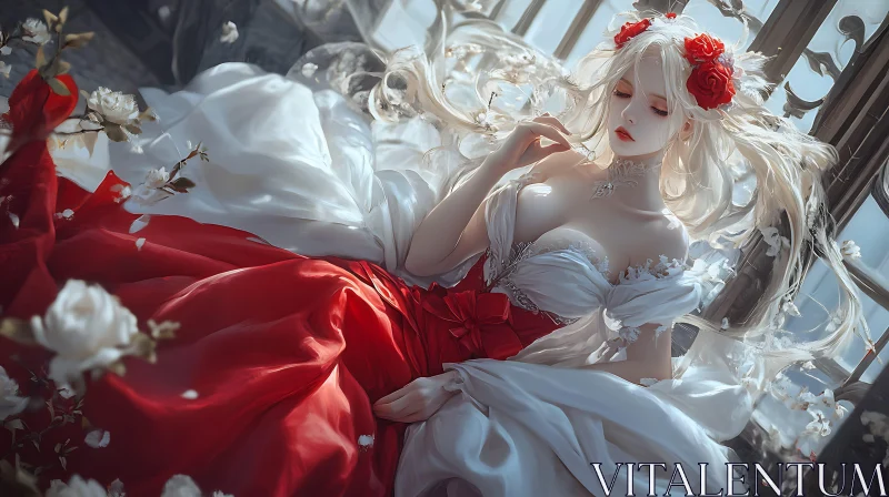 Fantasy Art of a Woman in Flowing Dress AI Image