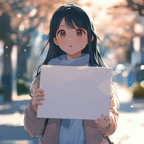 Outdoor Anime Girl with Canvas