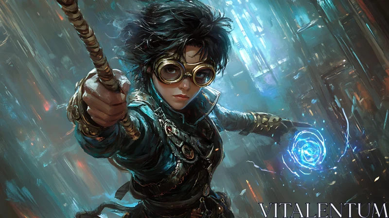 Enchanting Steampunk Sorceress Portrait AI Image