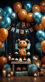 Surreal Robotic Birthday Party - A Fusion of Aurorapunk, Kidcore, and Forestpunk