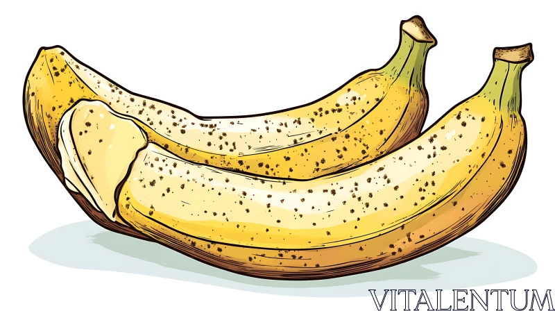 Two Yellow Bananas Vector Art AI Image