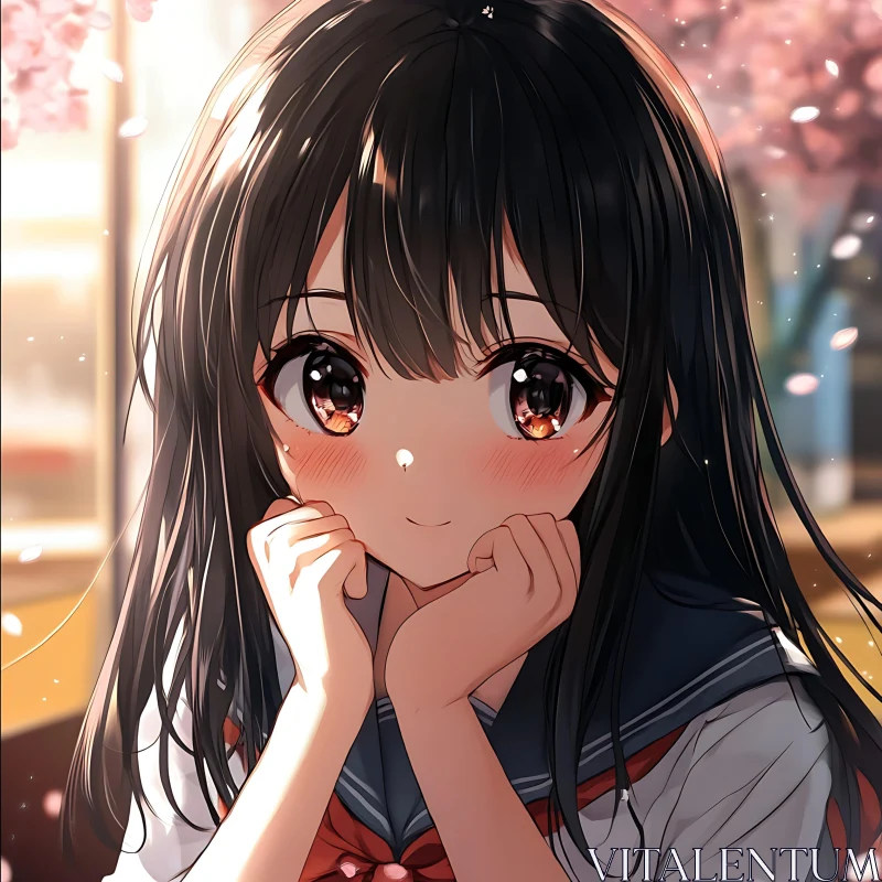 AI ART Anime Girl in Springtime Setting