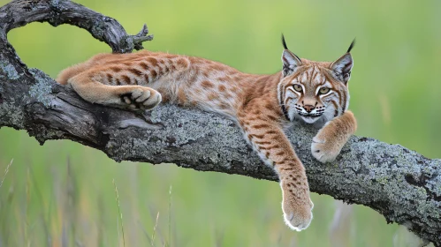 Resting Lynx on a Branch