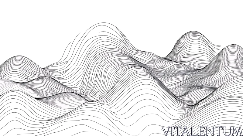 AI ART Abstract Monochrome Line Waves Design