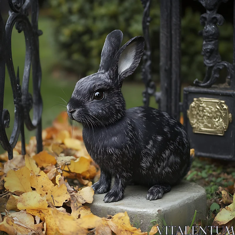 Autumnal Black Rabbit Portrait AI Image