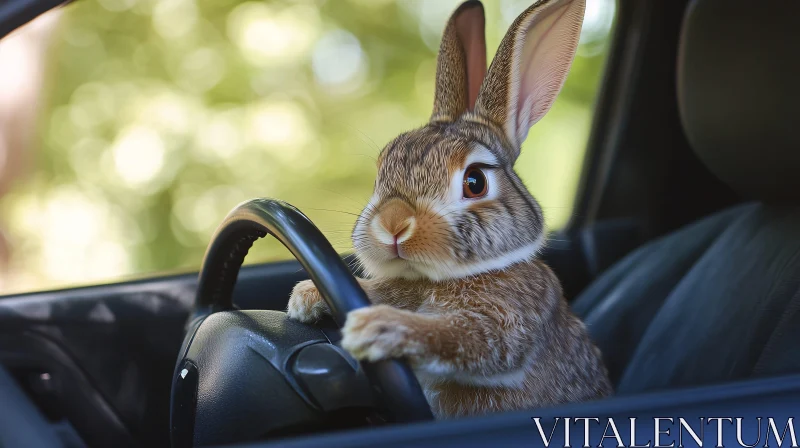 Bunny Behind the Wheel AI Image