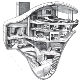 Modern Innovative Architectural Design Cutaway