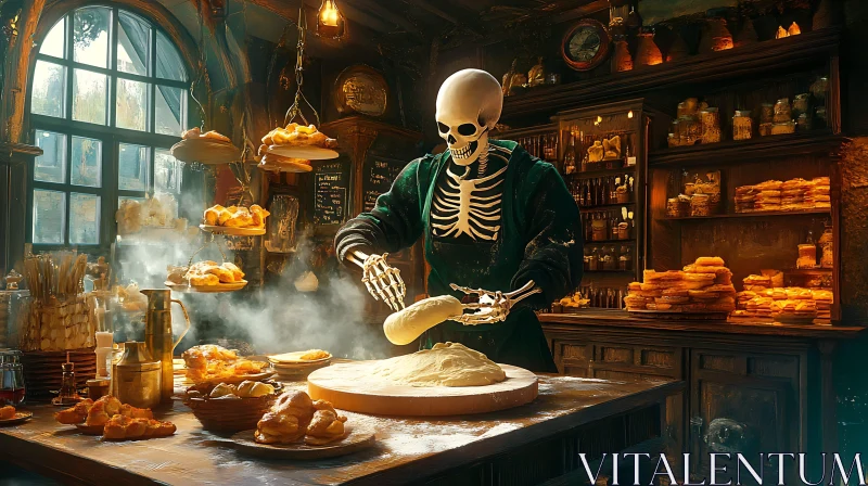 Bones Baker Kneading Dough Artwork AI Image