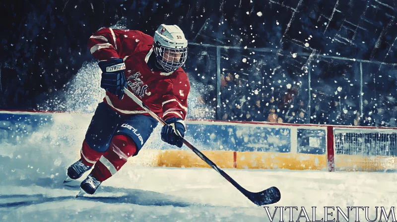 AI ART Hockey Athlete in Action on Ice