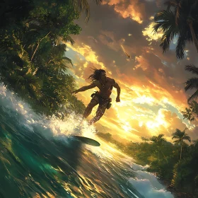 Tropical Island Surfing Adventure