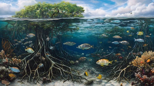 Marine Life in Mangrove Roots