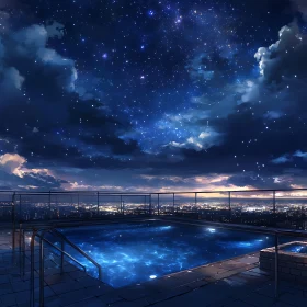 Rooftop Pool with Star-Studded Sky