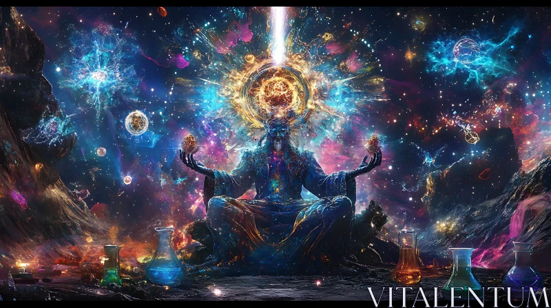 Celestial Being in Lotus Position AI Image