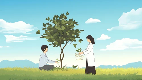 Researchers Planting a Tree