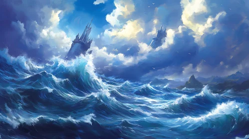 Seascape with Waves and Castles