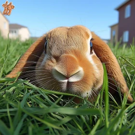 Close-Up of a Bunny in the Grass