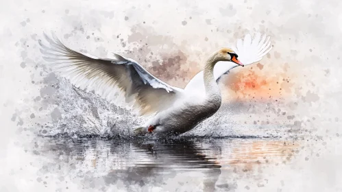 Graceful Swan Touchdown on Tranquil Water