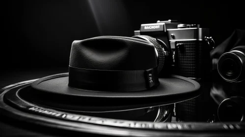 Black Hat and Camera: A Captivating Composition of Elegance and Serenity