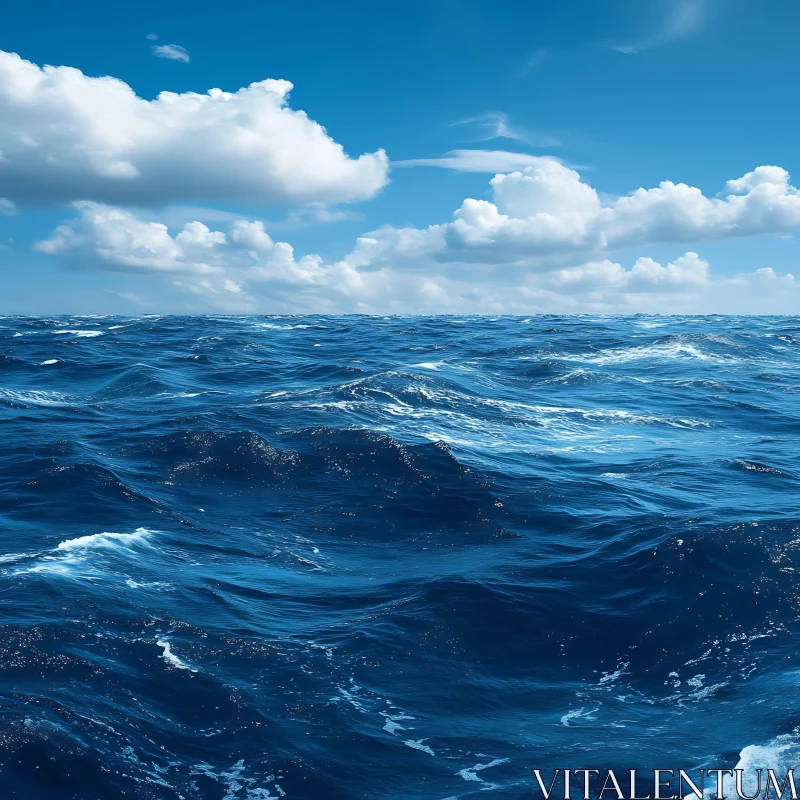 Blue Ocean and Sky Landscape AI Image