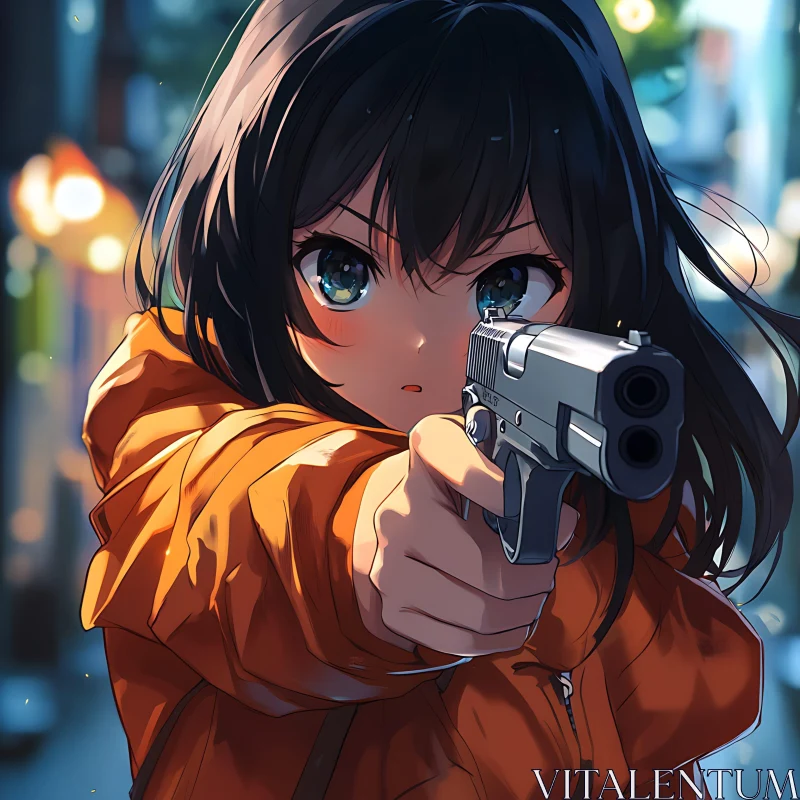 Animated Character Wielding a Gun AI Image