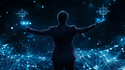 Man Controls Digital Spheres