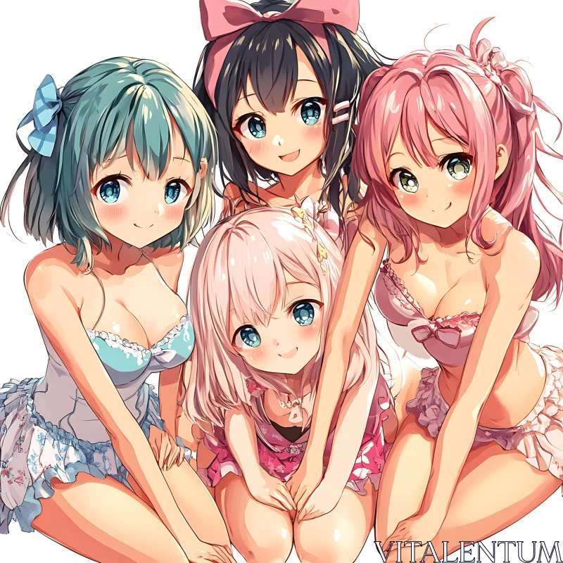 AI ART Expressive Anime Girls in Swimwear