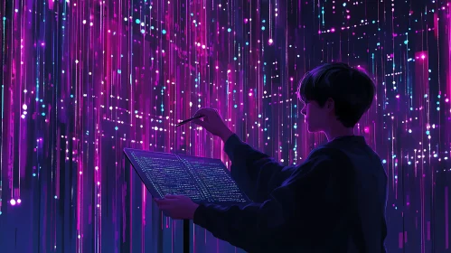 Digital Interface with Glowing Lines