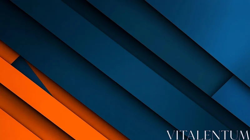 AI ART Geometric Composition in Blue and Orange