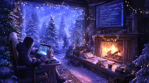 Christmas Coding by the Fireplace