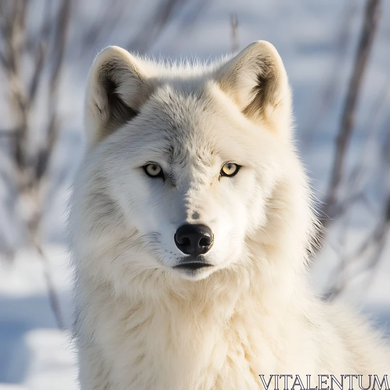 Arctic Wolf in Snowy Wilderness AI Image