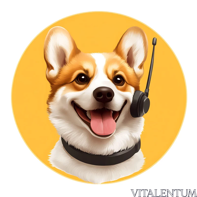 Happy Corgi with Headset AI Image