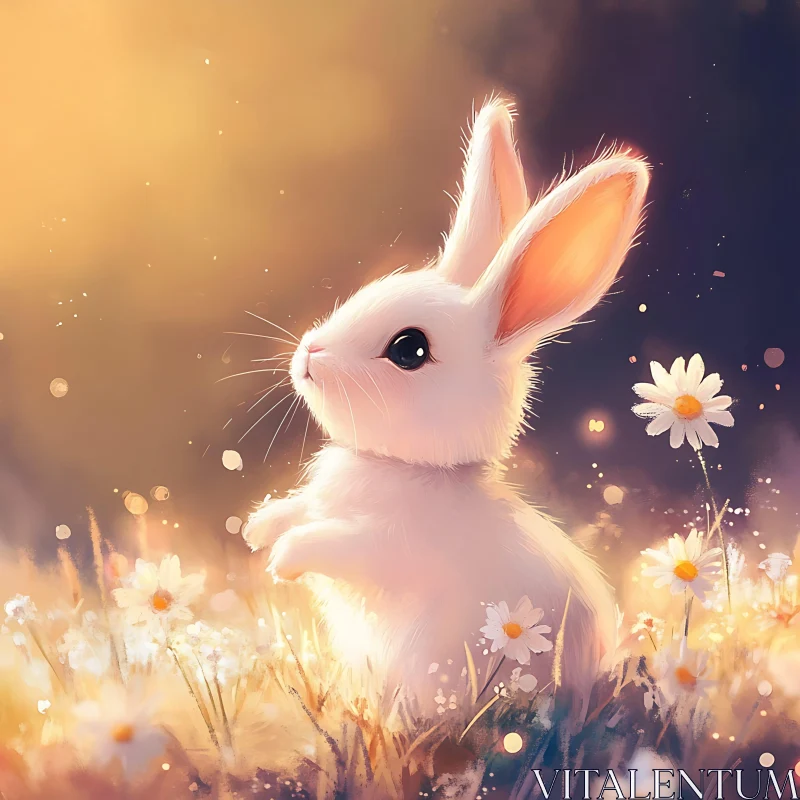 AI ART Enchanting Bunny in a Floral Meadow