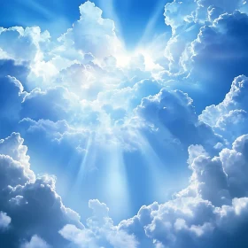 Heavenly Sky with Radiant Sunbeams