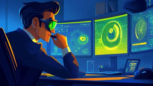 Man Analyzing Data