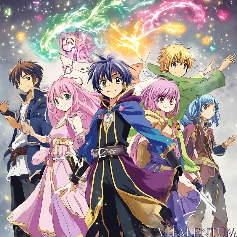 Group of Anime Characters with Mystical Energy