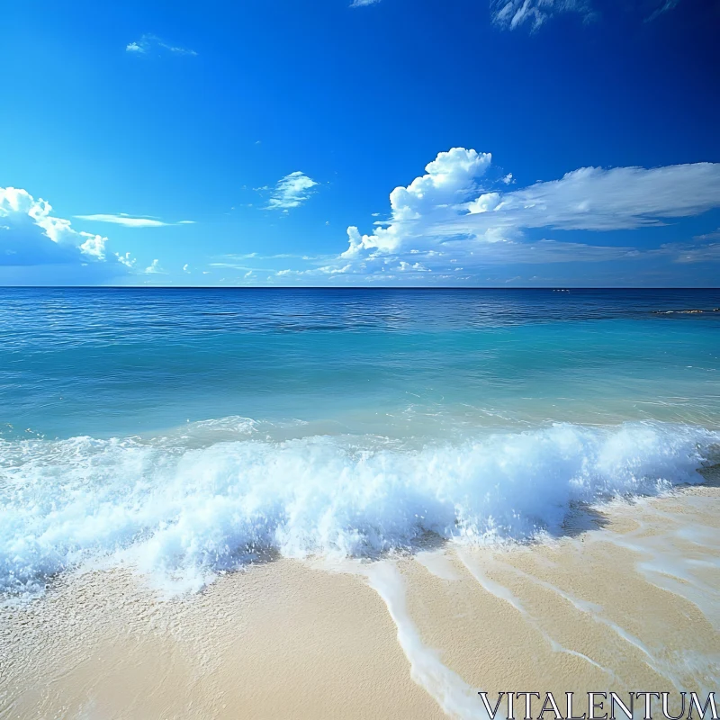 Seascape with Waves and Blue Sky