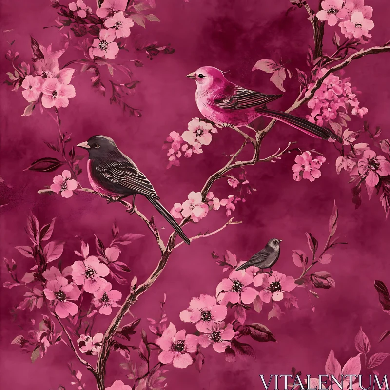 Avian Harmony in a Floral Realm