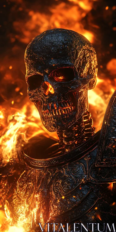 Flaming Skull Warrior with Intricate Armor