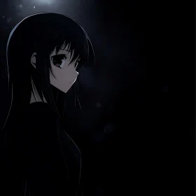 Dark Anime Girl Profile Illustration