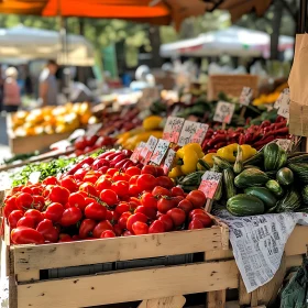 Outdoor Market with Colorful Vegetables