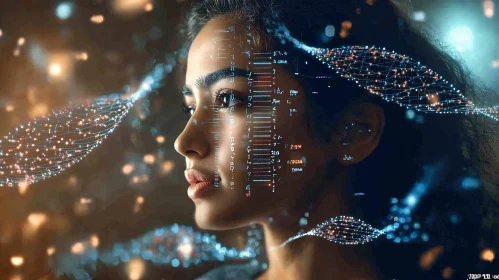 Digital Woman Futuristic Science Concept