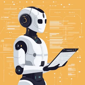 Futuristic Robot Using Tablet for Data