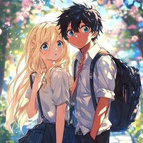Blossoming School Life: Anime Characters in Spring