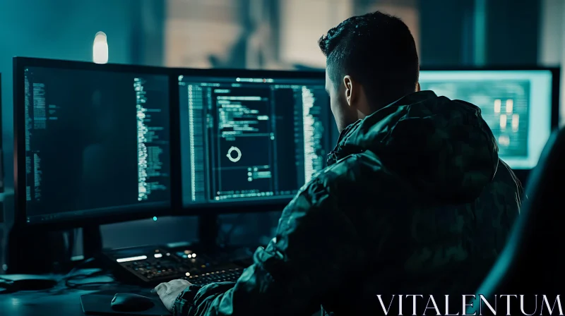 Hacker Working on Computer Code