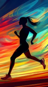 Silhouette of a Runner Against a Vivid Backdrop