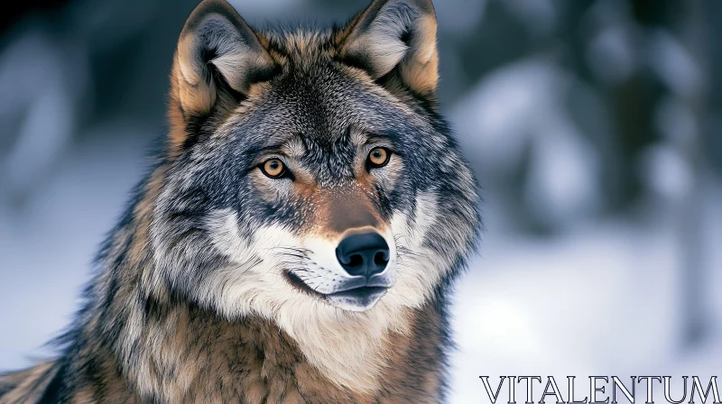 Close-up of a Wolf in Snow