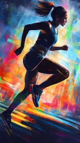 Vivid Portrait of a Female Runner in Motion