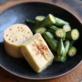 Minimalist Plate with Tofu and Vegetables